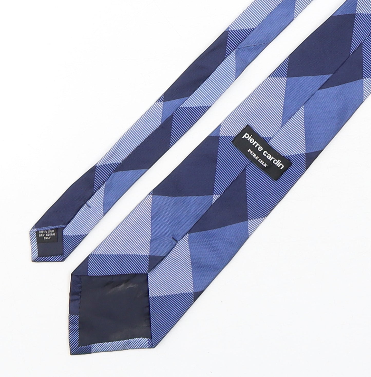 Pierre Cardin  Mens Blue Plaids & Checks Silk Pointed Tie One Size
