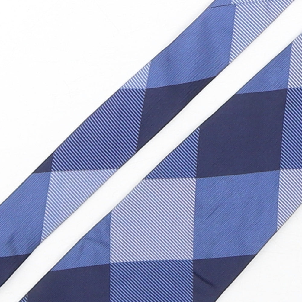 Pierre Cardin  Mens Blue Plaids & Checks Silk Pointed Tie One Size