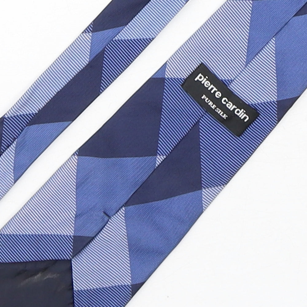 Pierre Cardin  Mens Blue Plaids & Checks Silk Pointed Tie One Size