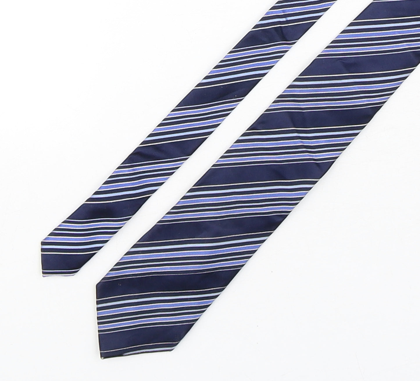 Jeff Banks  Mens Blue Striped Silk Pointed Tie One Size
