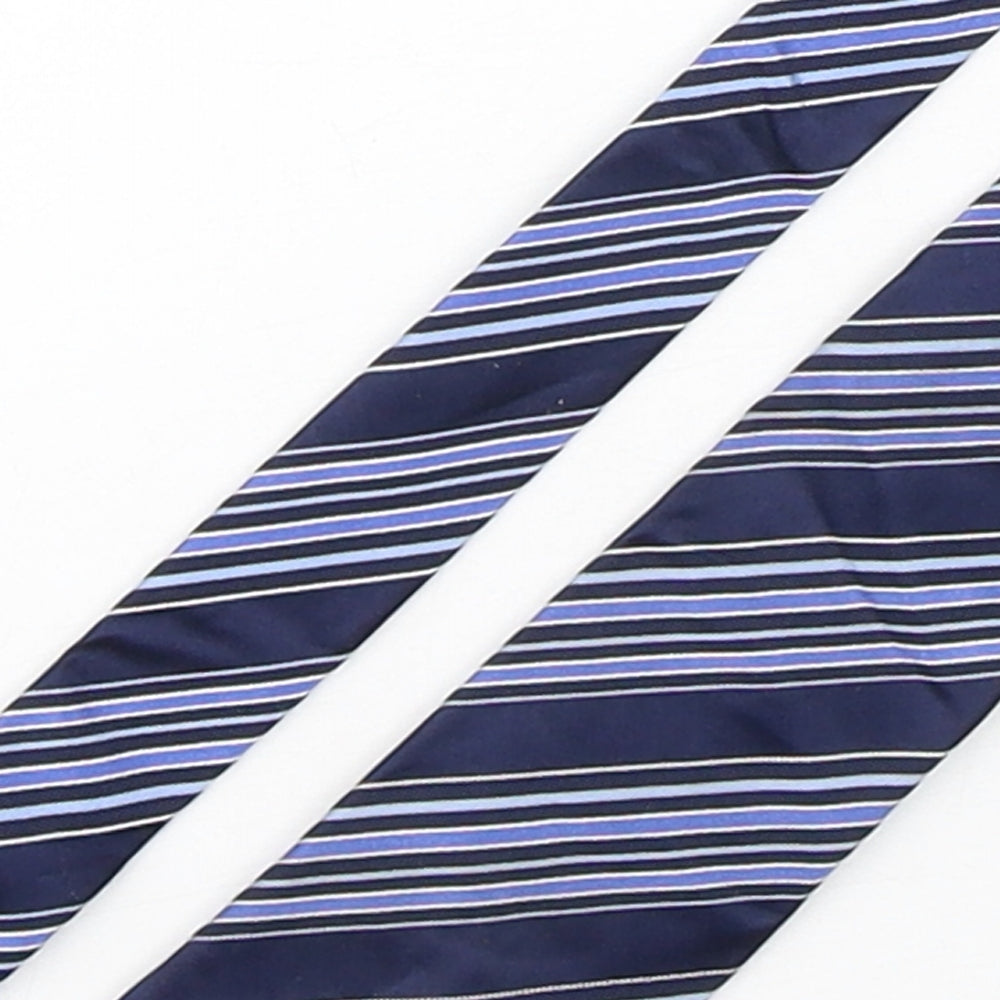 Jeff Banks  Mens Blue Striped Silk Pointed Tie One Size