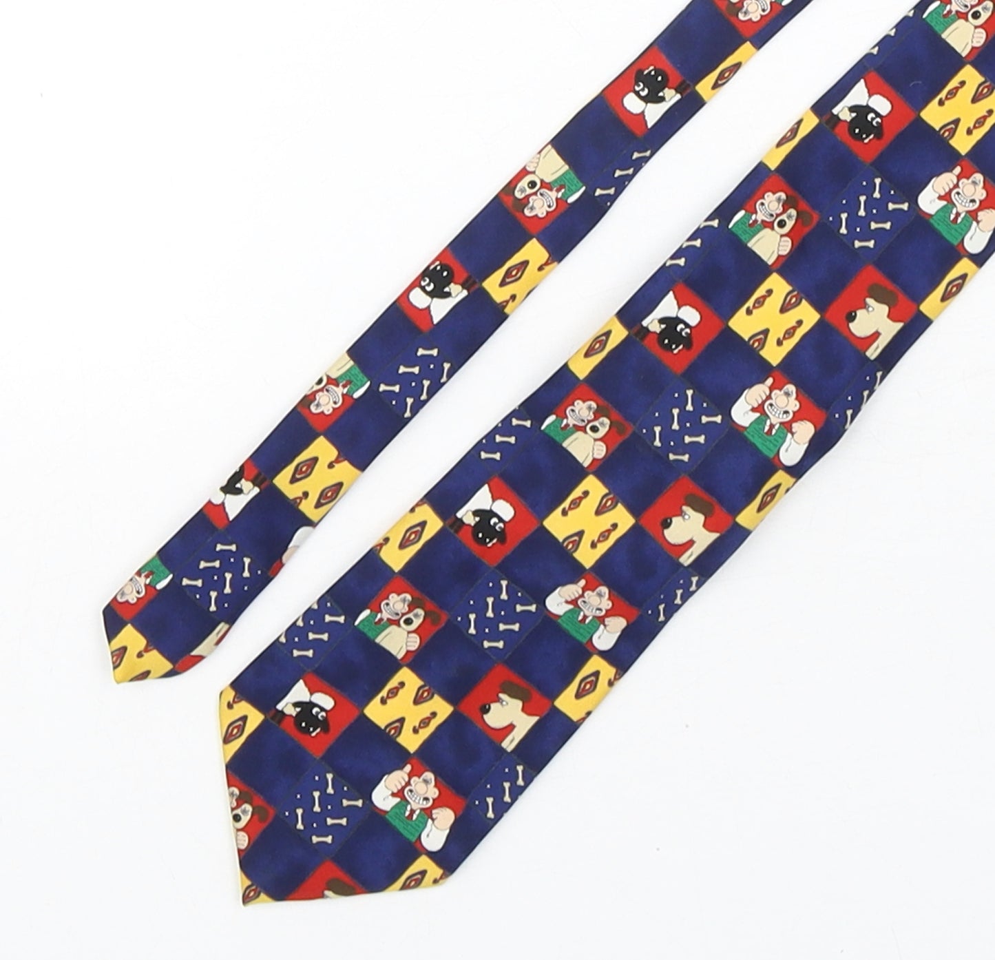 Marks and Spencer Mens Multicoloured Plaids & Checks Polyester Pointed Tie One Size - Wallace And Gromit