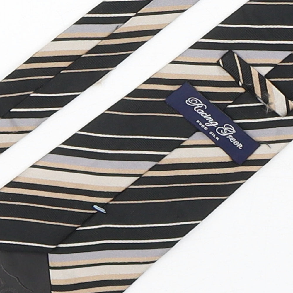 Racing Green  Mens Multicoloured Striped Silk Pointed Tie One Size