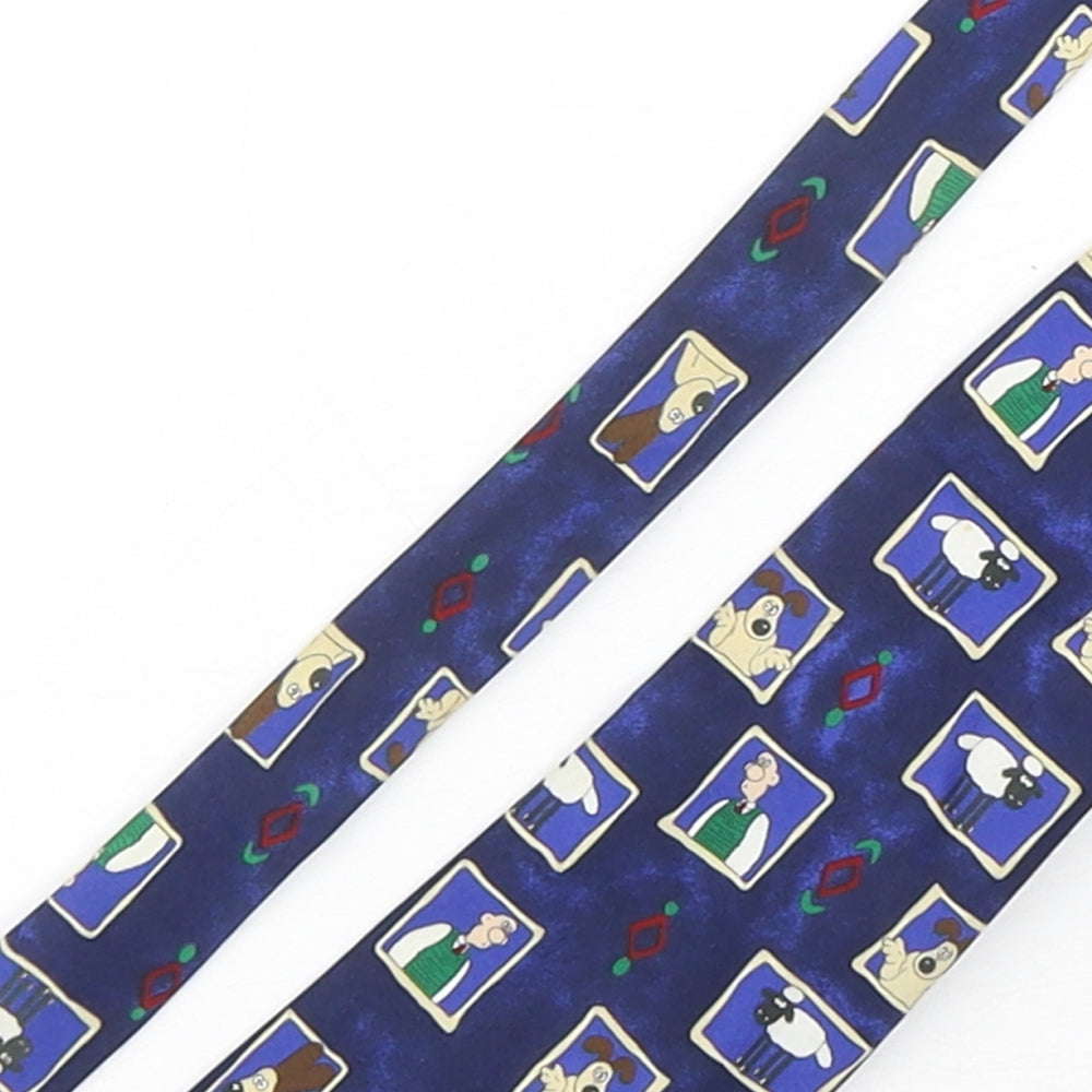 Marks and Spencer Mens Blue Geometric Polyester Pointed Tie One Size - Wallace And Gromit