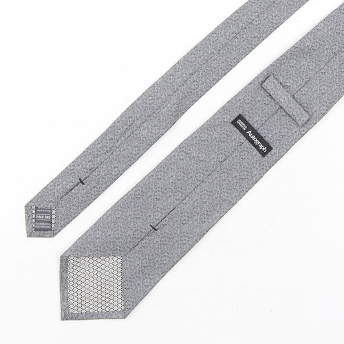Autograph Mens Grey Geometric Silk Pointed Tie One Size