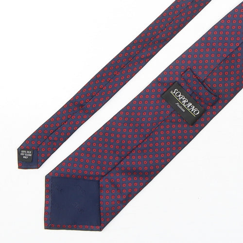 Soprano Mens Multicoloured Geometric Silk Pointed Tie One Size