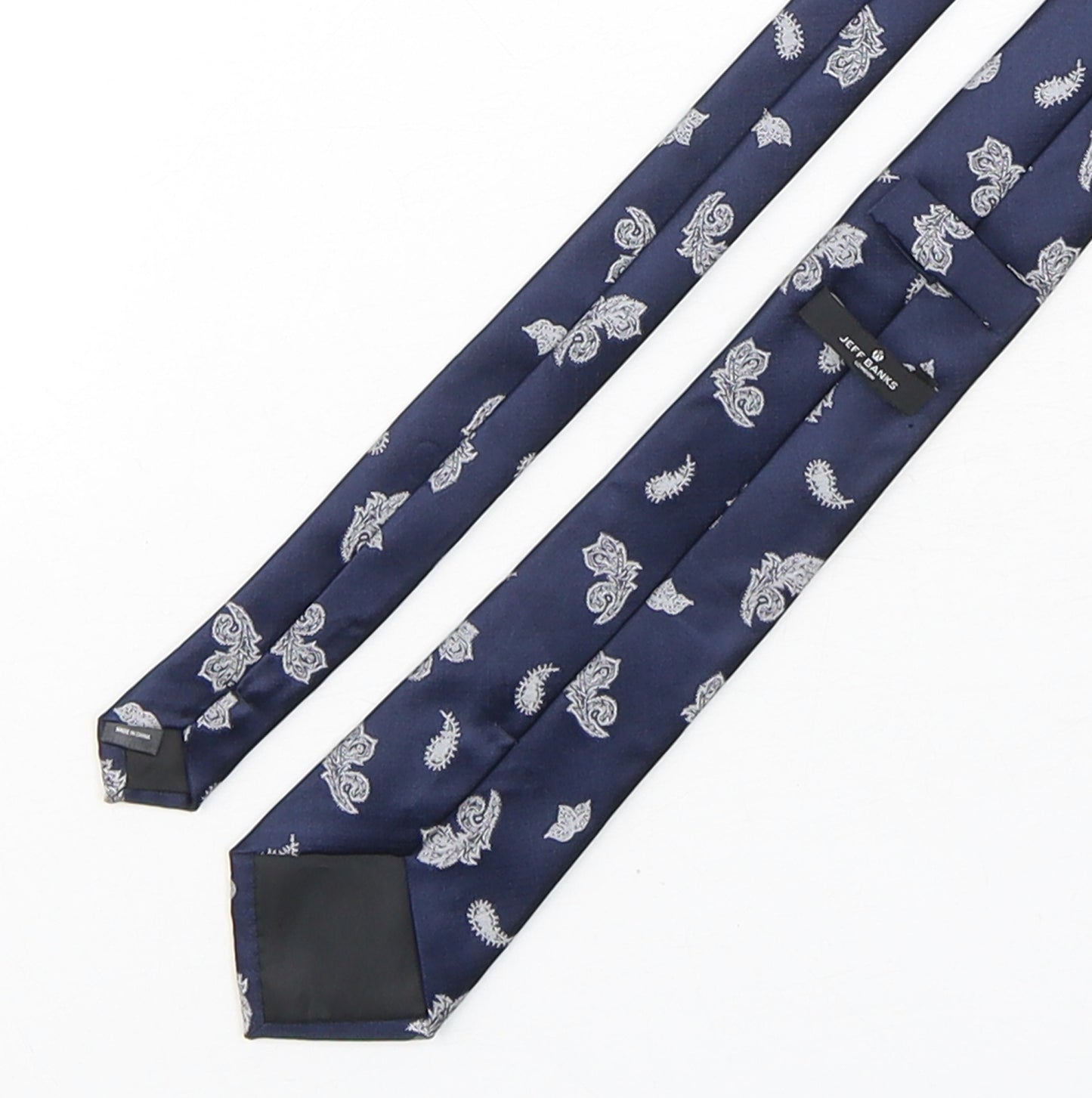 Jeff Banks  Mens Blue Paisley Polyester Pointed Tie One Size