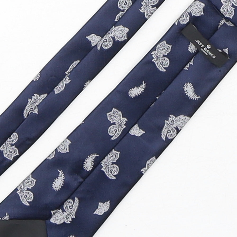 Jeff Banks  Mens Blue Paisley Polyester Pointed Tie One Size