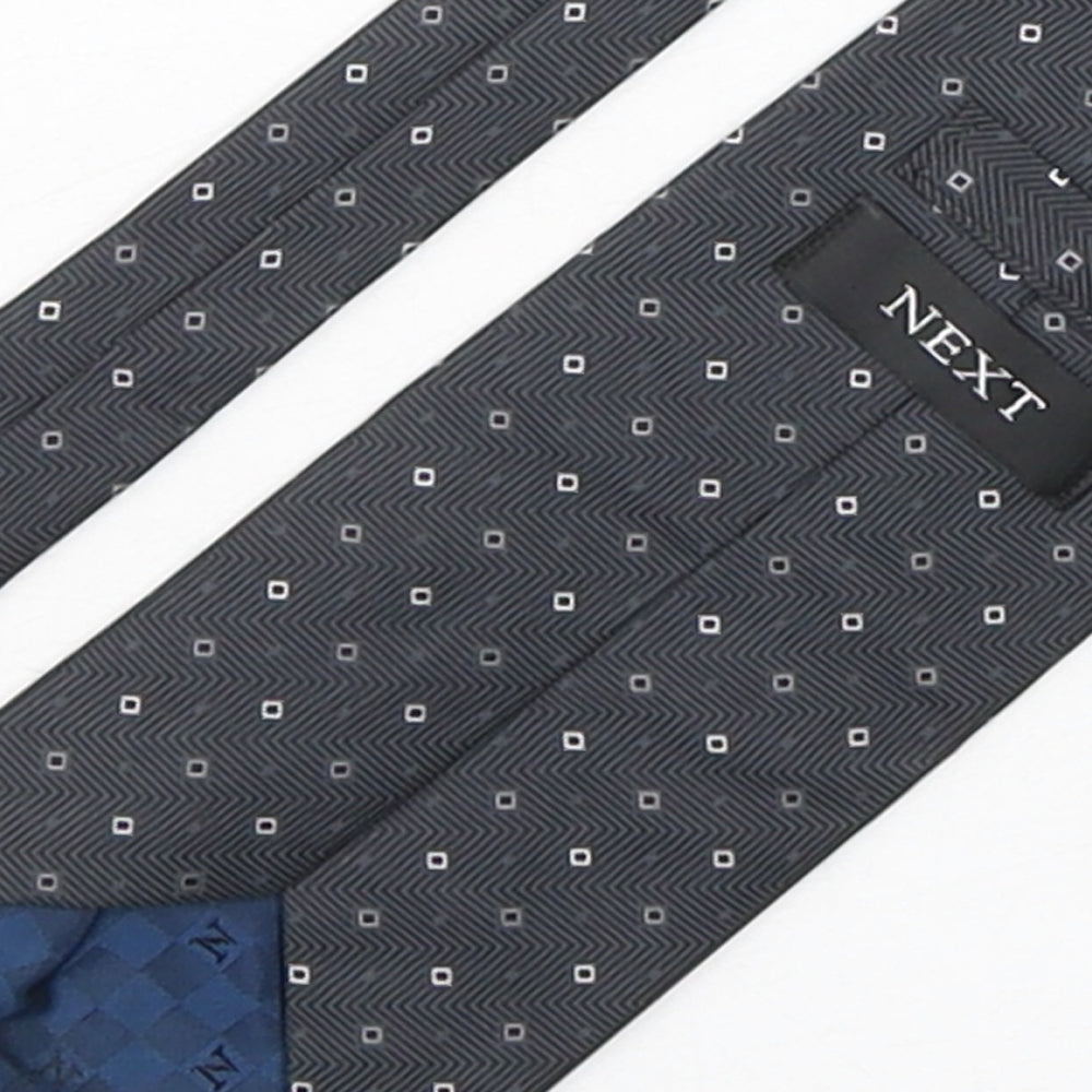 NEXT Mens Grey Geometric Silk Pointed Tie One Size