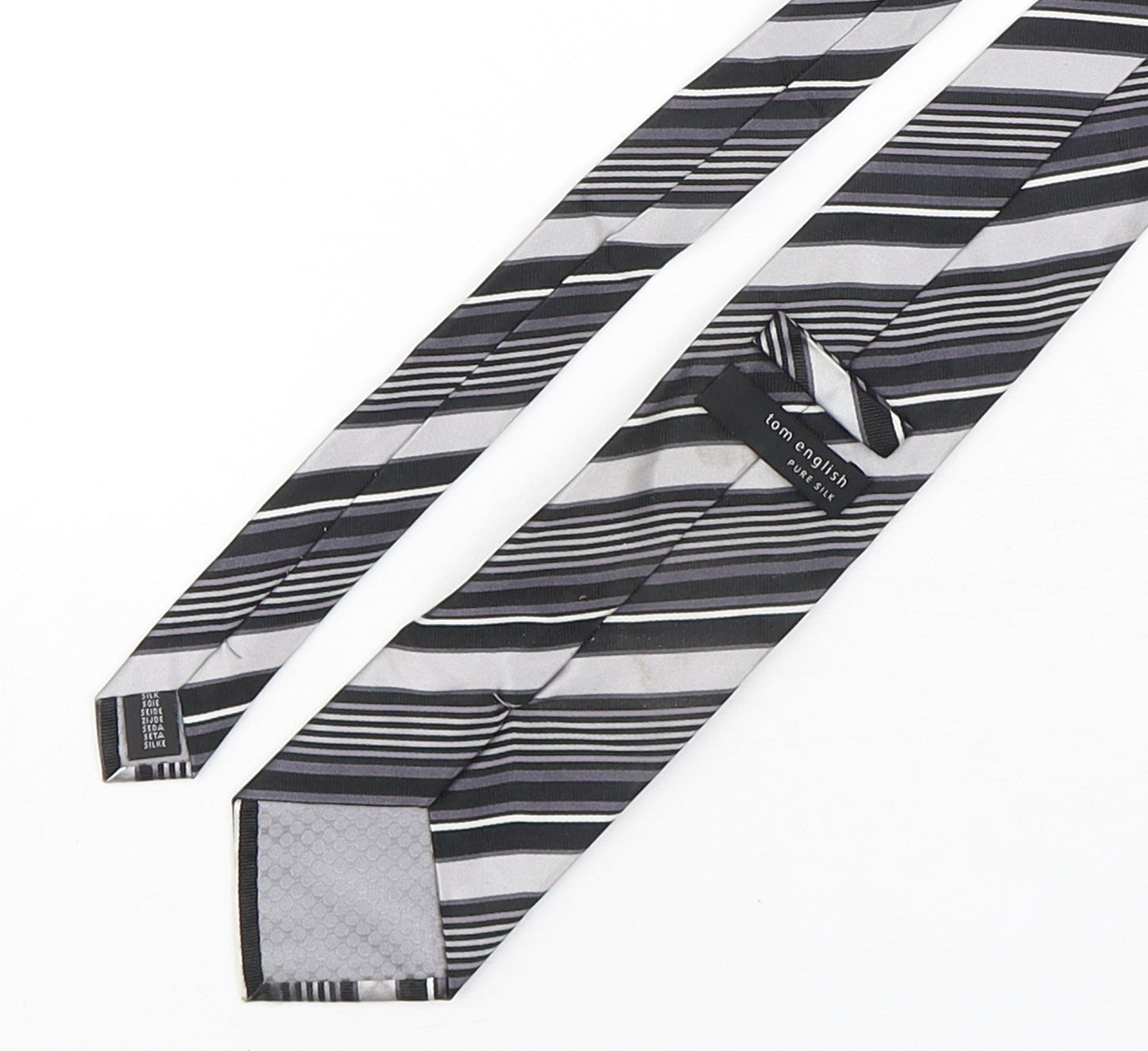 Tom English  Mens Multicoloured Striped Silk Pointed Tie One Size