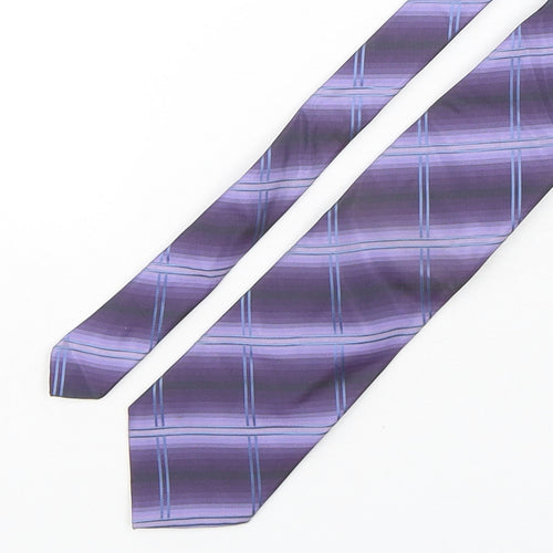 NEXT Mens Purple Plaids & Checks Silk Pointed Tie One Size