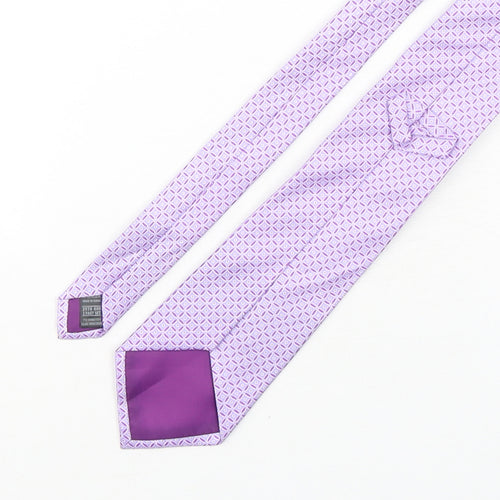Marks and Spencer Mens Purple Geometric Silk Pointed Tie One Size