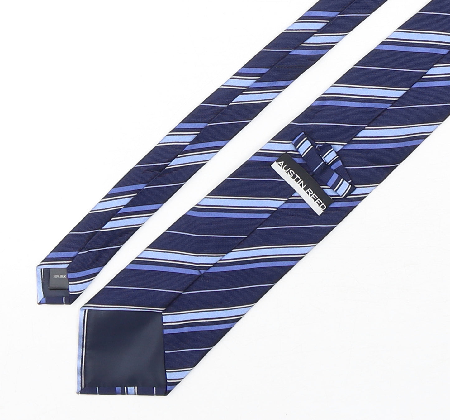 Austin Reed Mens Blue Striped Silk Pointed Tie One Size