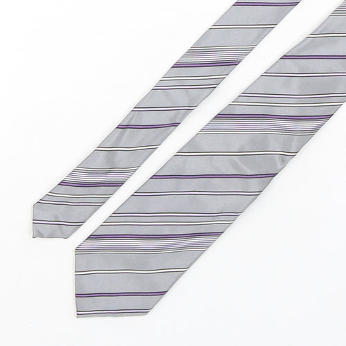 Autograph Mens Multicoloured Striped Silk Pointed Tie One Size