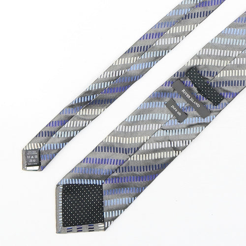 River Island  Mens Multicoloured Striped Silk Pointed Tie One Size