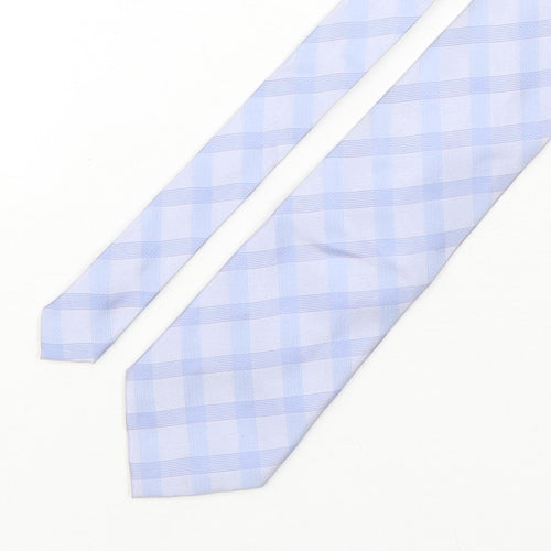 Linea Mens Blue Plaids & Checks Silk Pointed Tie One Size