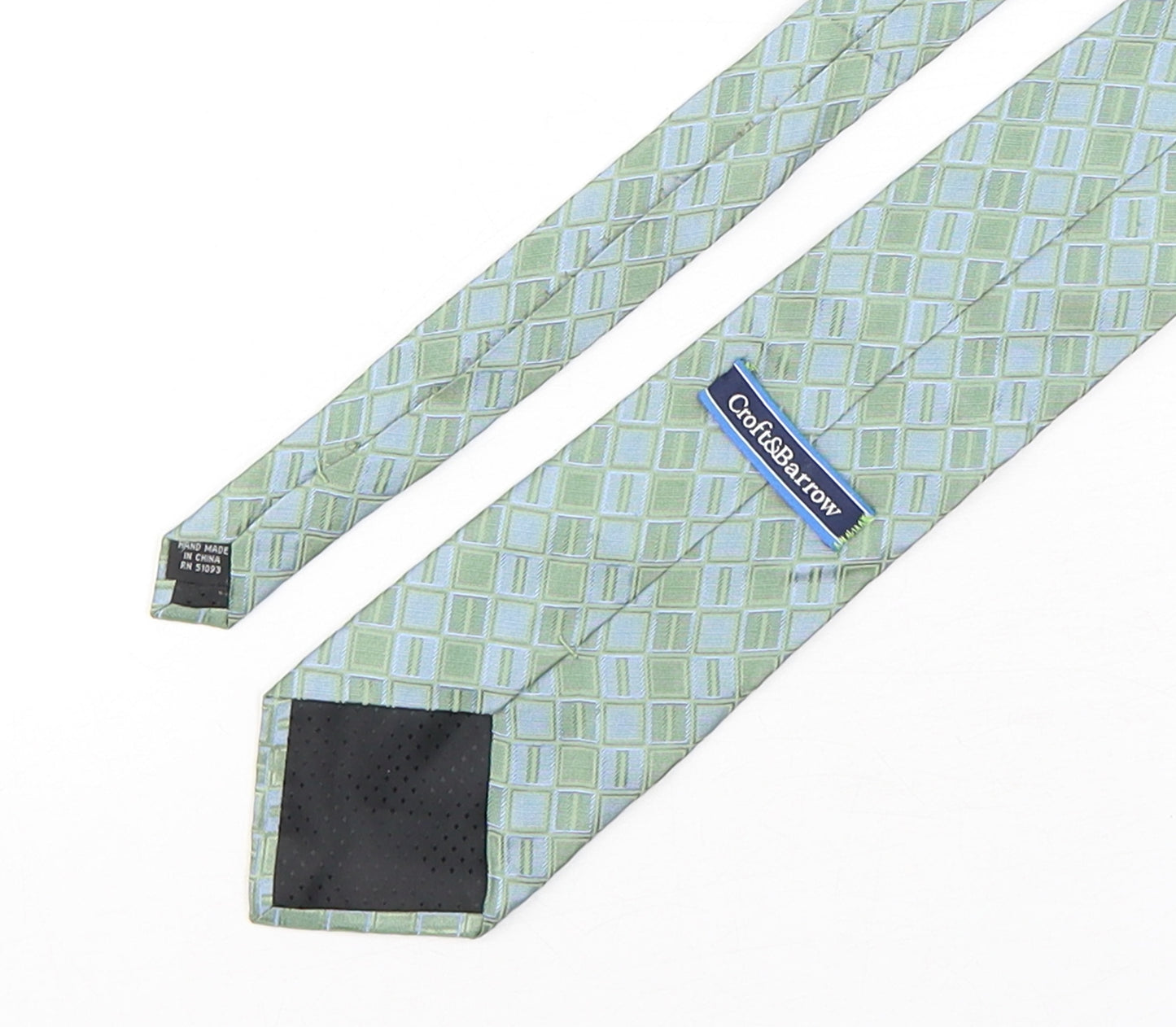 Croft & Barrow Mens Green Plaids & Checks Silk Pointed Tie One Size