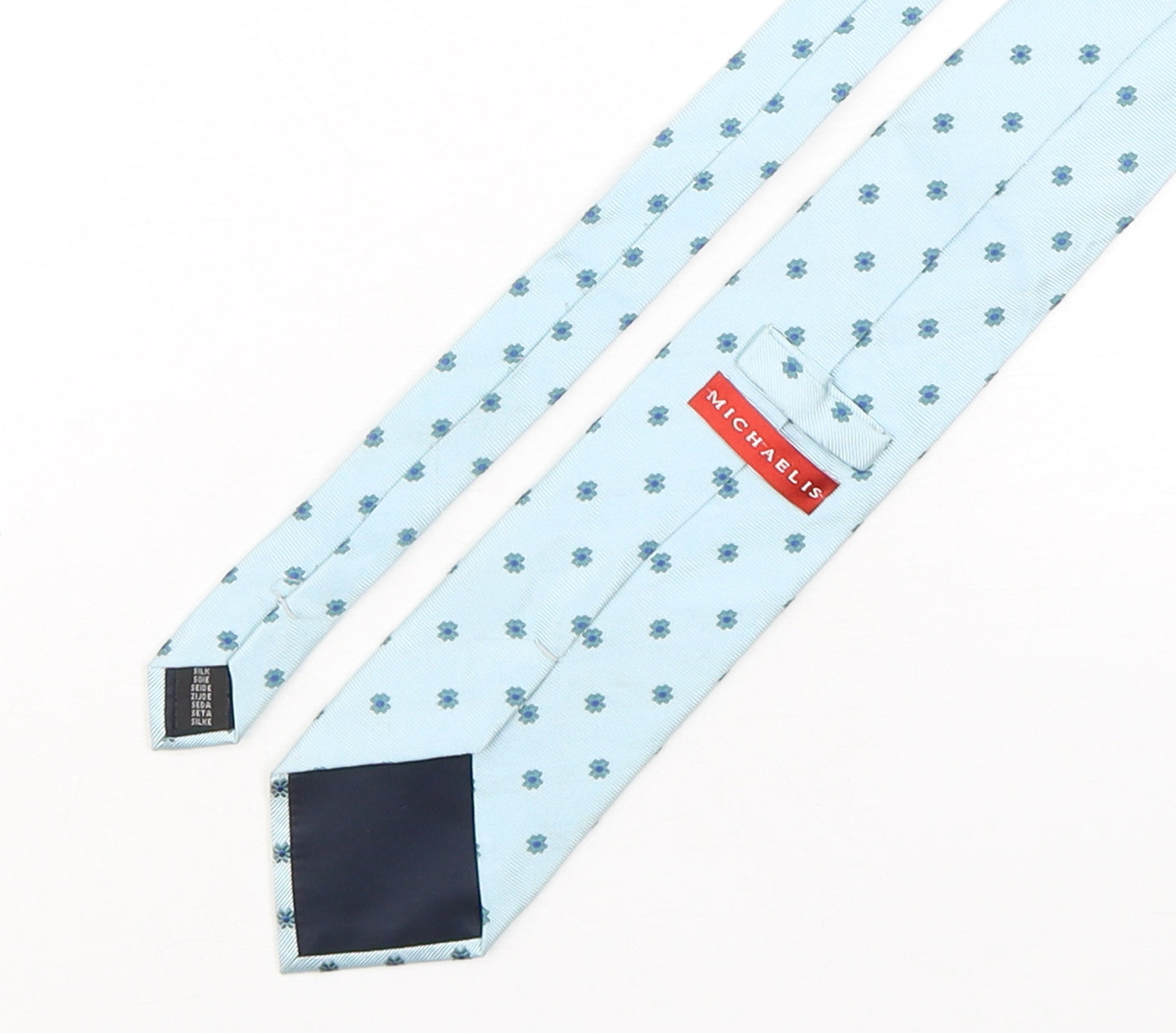 Michaelis  Mens Blue Floral Silk Pointed Tie One Size
