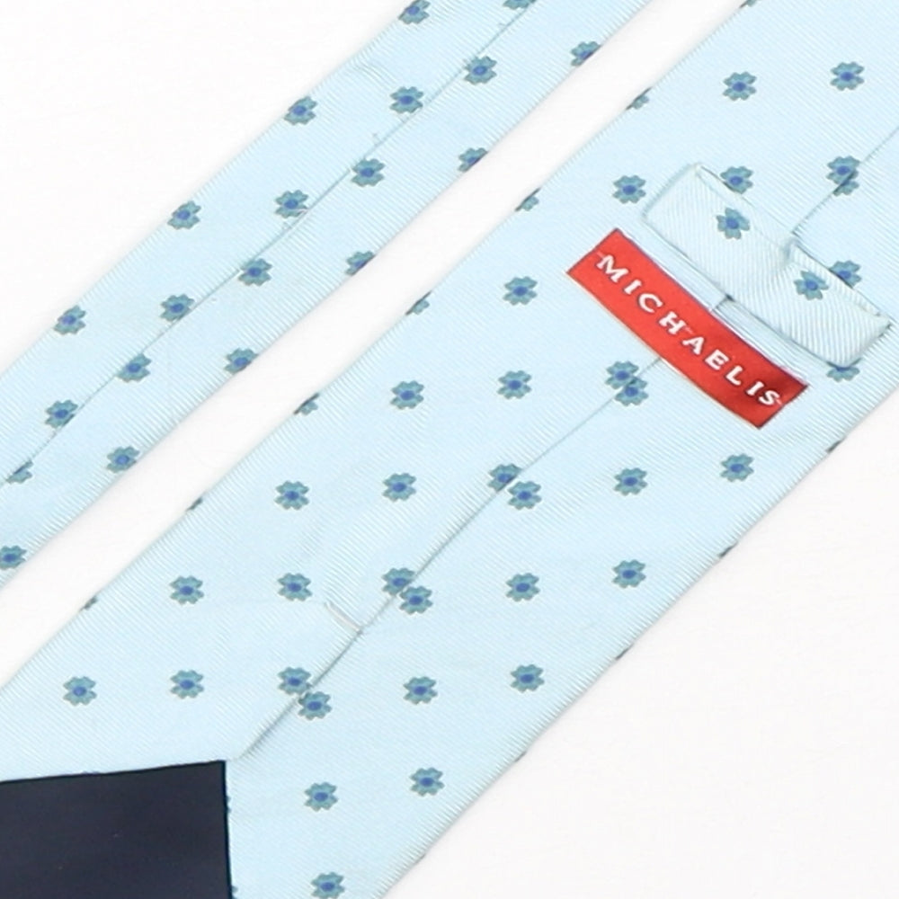 Michaelis  Mens Blue Floral Silk Pointed Tie One Size