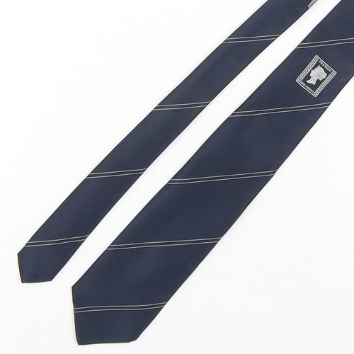 Interlogo London  Mens Blue Striped Polyester Pointed Tie One Size