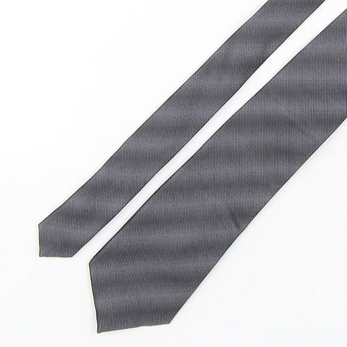 Autograph Mens Grey Striped Silk Pointed Tie One Size