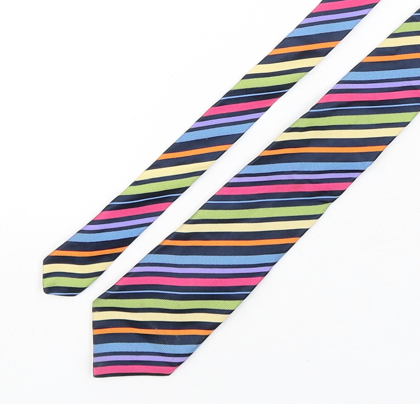 Autograph Mens Multicoloured Striped Silk Pointed Tie One Size