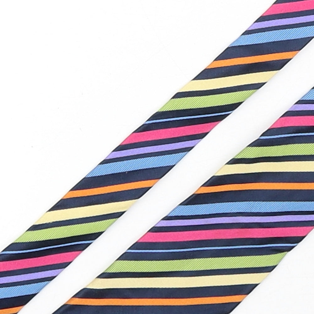 Autograph Mens Multicoloured Striped Silk Pointed Tie One Size