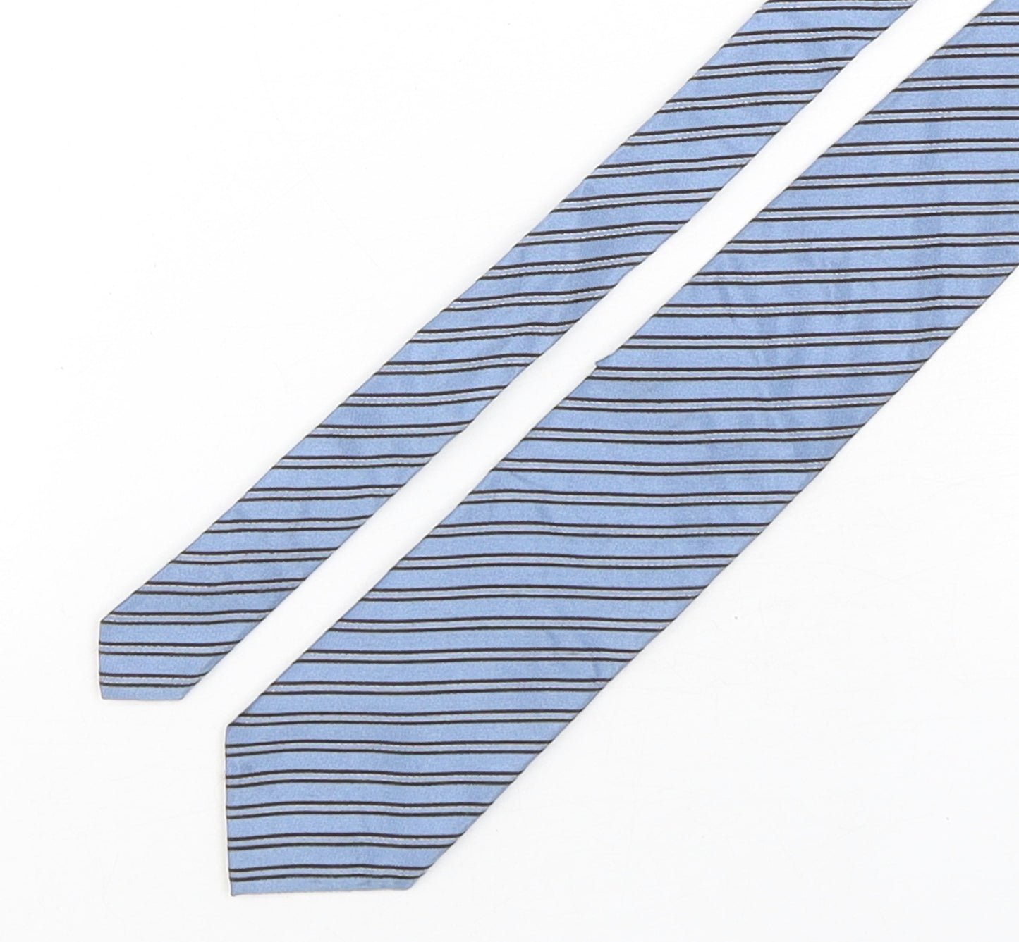 St George Mens Blue Striped Silk Pointed Tie One Size