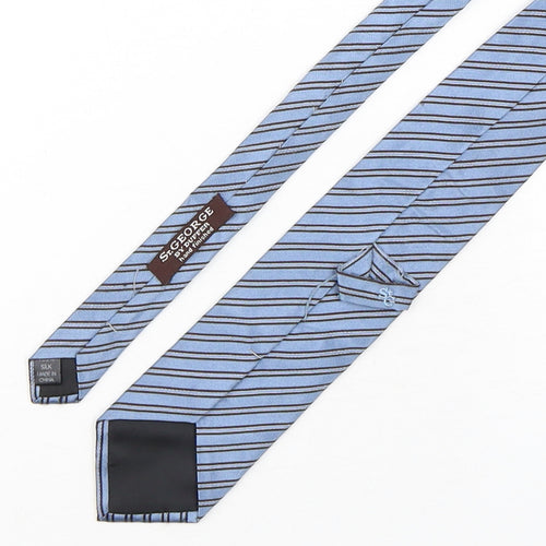 St George Mens Blue Striped Silk Pointed Tie One Size