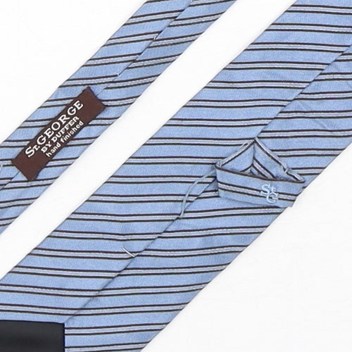 St George Mens Blue Striped Silk Pointed Tie One Size
