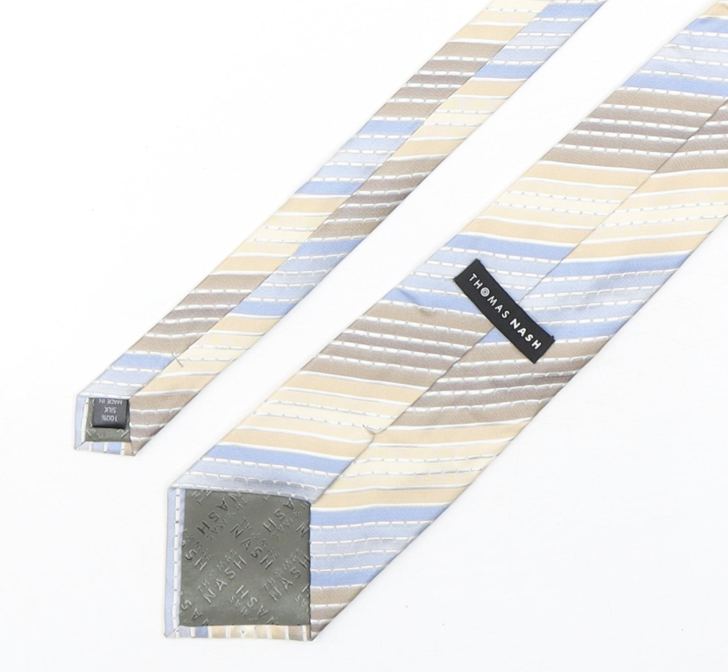 Thomas Nash  Mens Multicoloured Striped Silk Pointed Tie One Size
