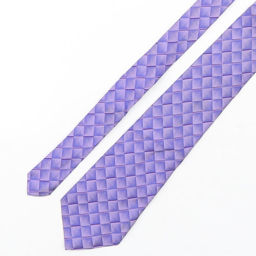 PINK Mens Purple Plaids & Checks Silk Pointed Tie One Size