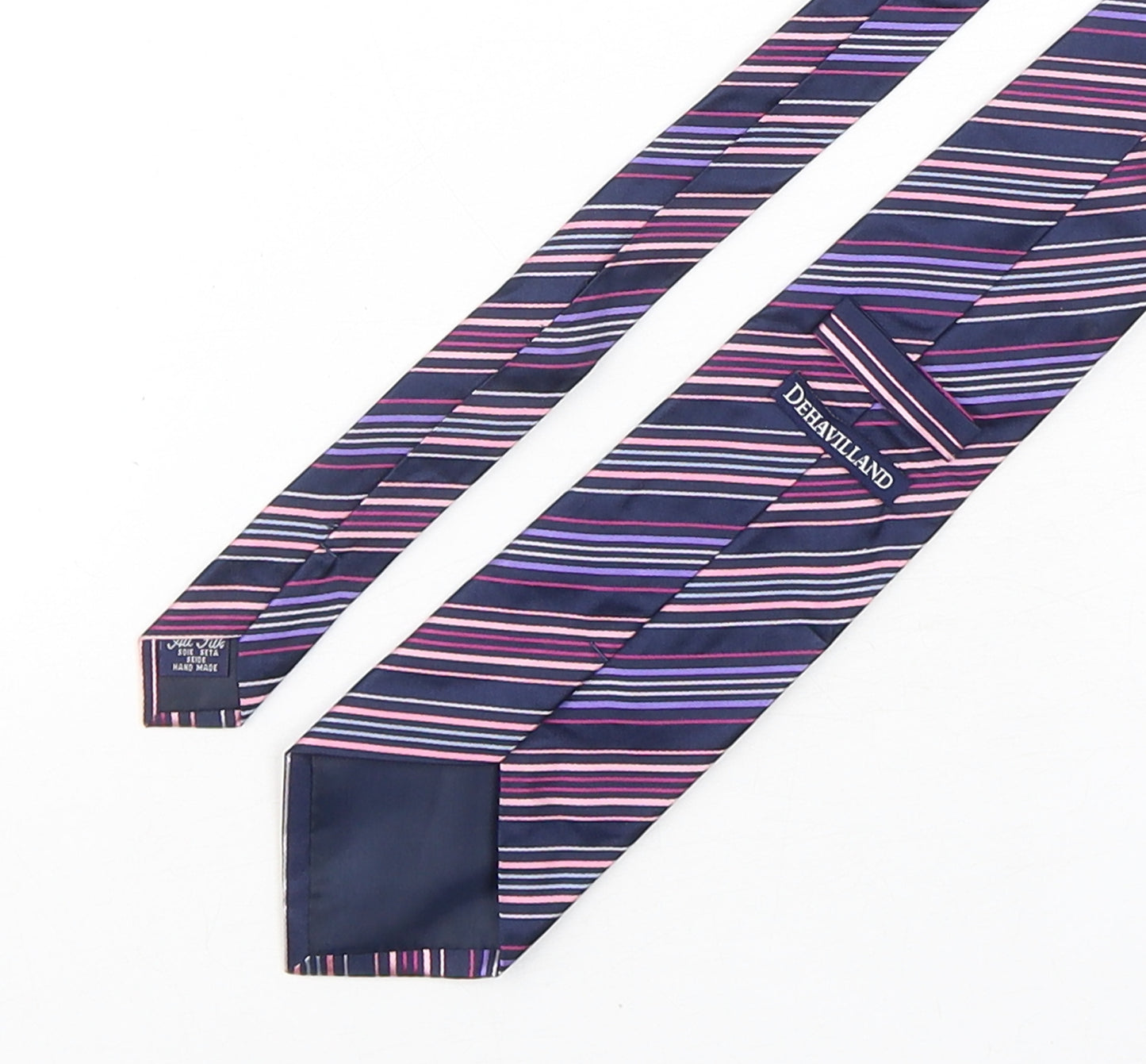Dehavilland Mens Multicoloured Striped Silk Pointed Tie One Size