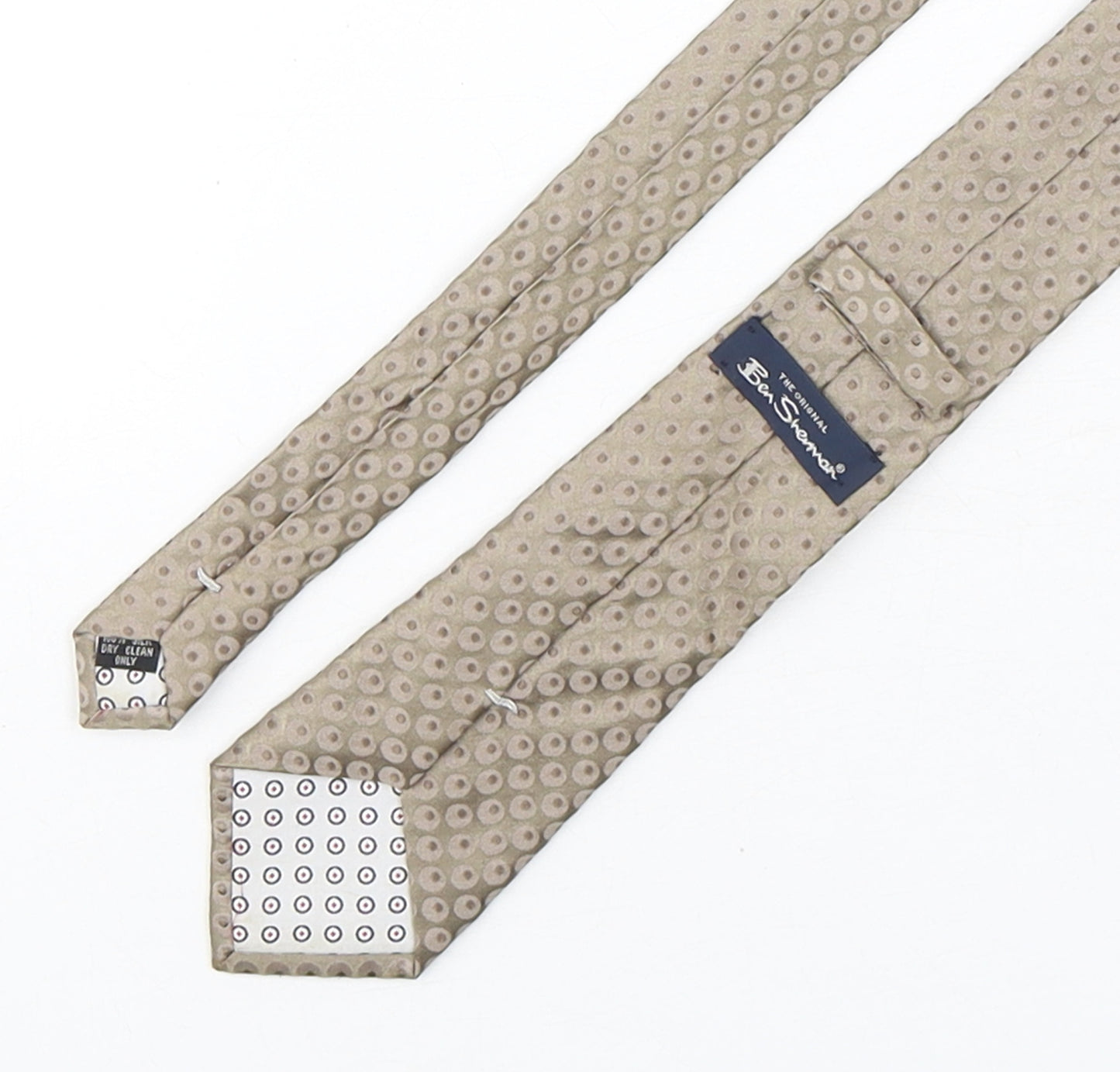 Ben Sherman  Mens Beige Polka Dot Silk Pointed Tie One Size