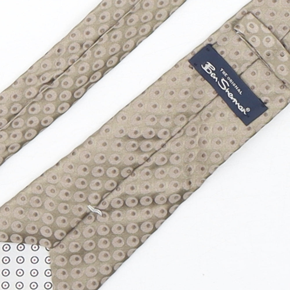 Ben Sherman  Mens Beige Polka Dot Silk Pointed Tie One Size