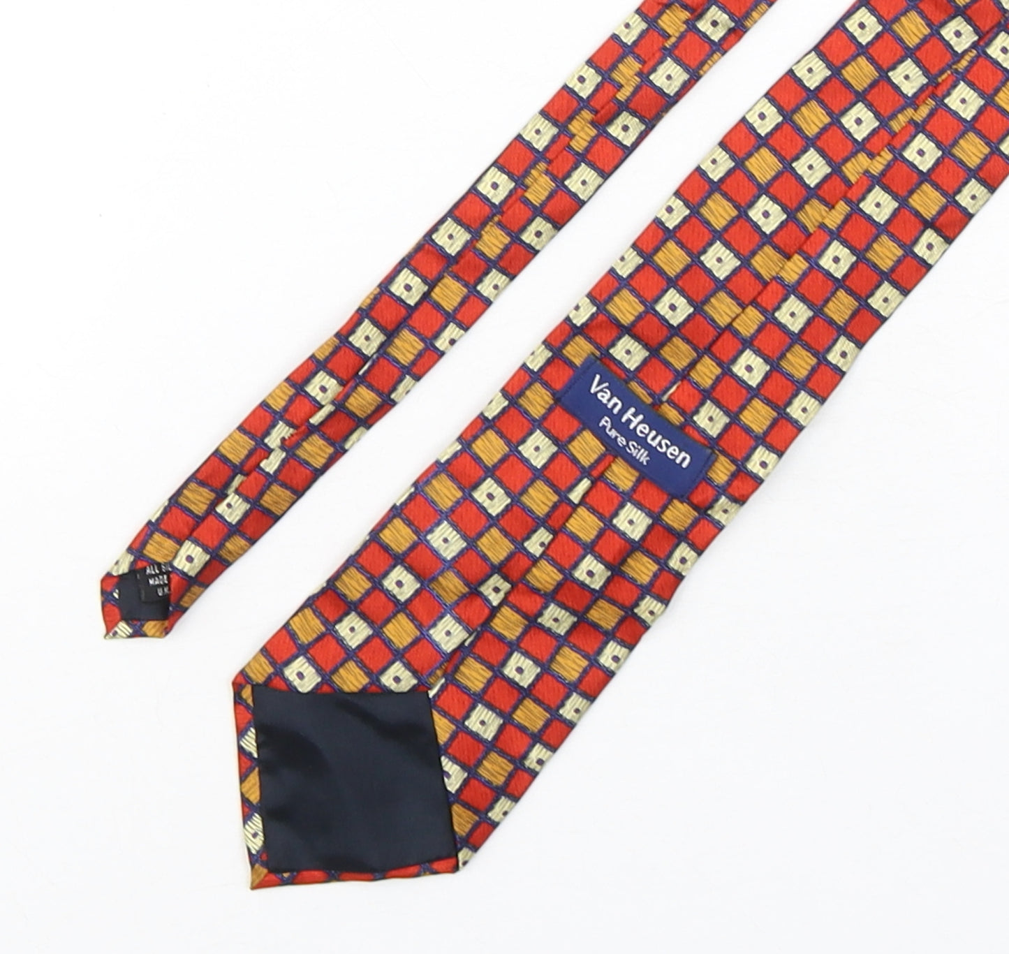 Van Heusen  Mens Multicoloured Plaids & Checks Silk Pointed Tie One Size