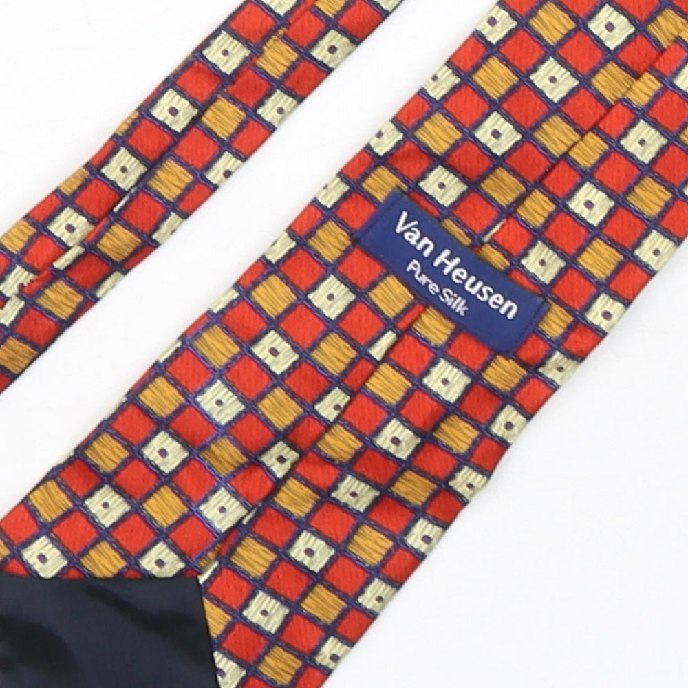 Van Heusen  Mens Multicoloured Plaids & Checks Silk Pointed Tie One Size