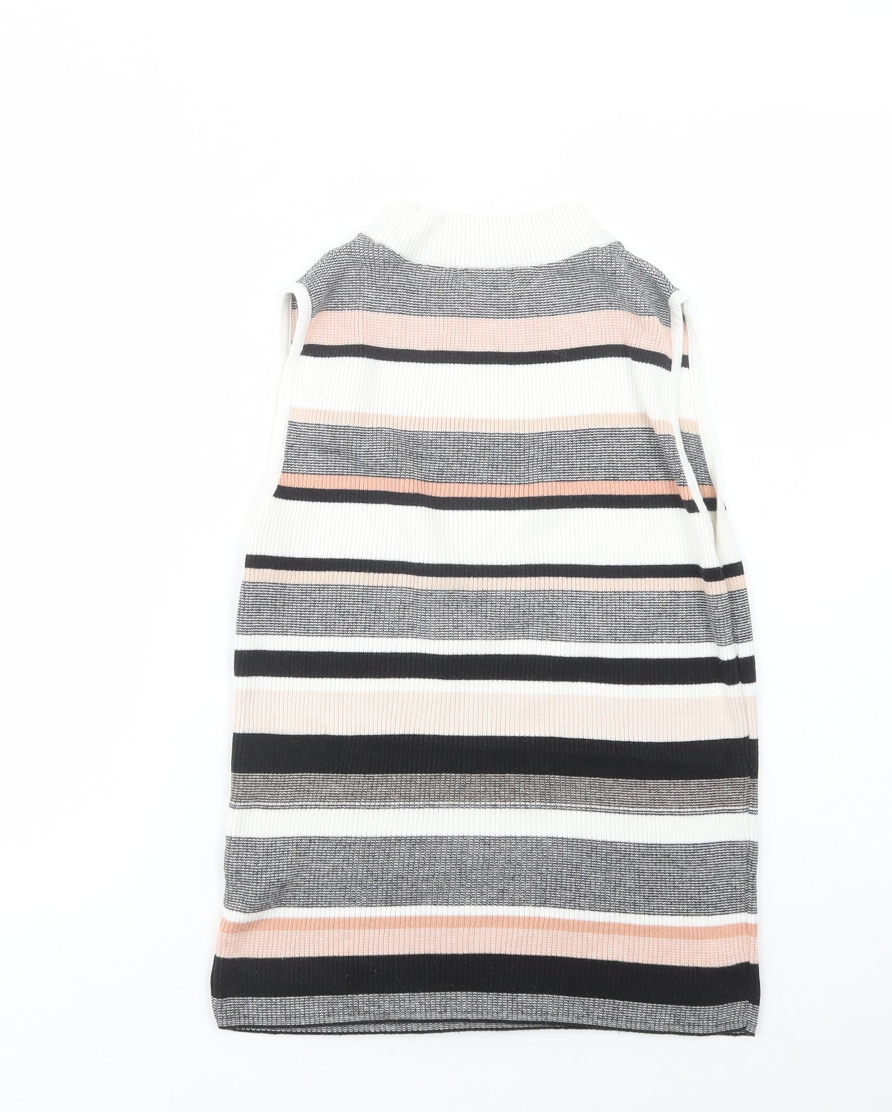 New Look Womens Black Mock Neck Striped Acrylic Pullover Jumper Size 14