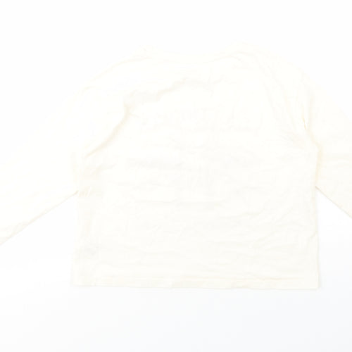 Dunnes Stores Girls Ivory  Cotton Pullover T-Shirt Size 10-11 Years Crew Neck Pullover - Birds