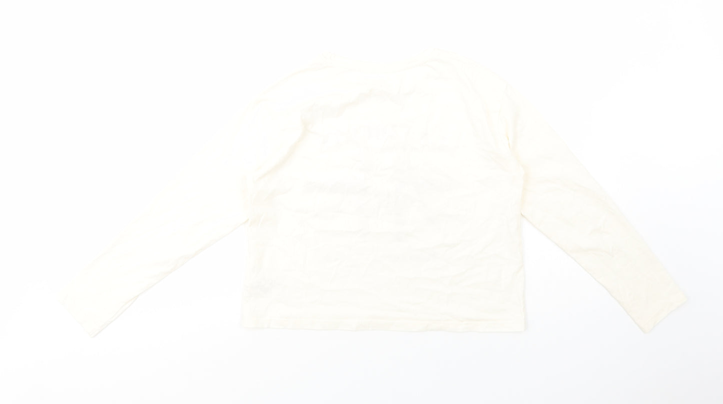 Dunnes Stores Girls Ivory  Cotton Pullover T-Shirt Size 10-11 Years Crew Neck Pullover - Birds