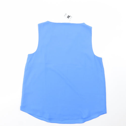 Dunnes Stores Womens Blue  Polyester Basic Blouse Size 14 V-Neck