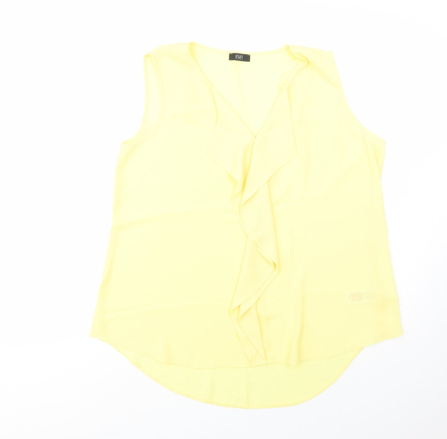 F&F Womens Yellow  Polyester Basic Blouse Size 16 V-Neck
