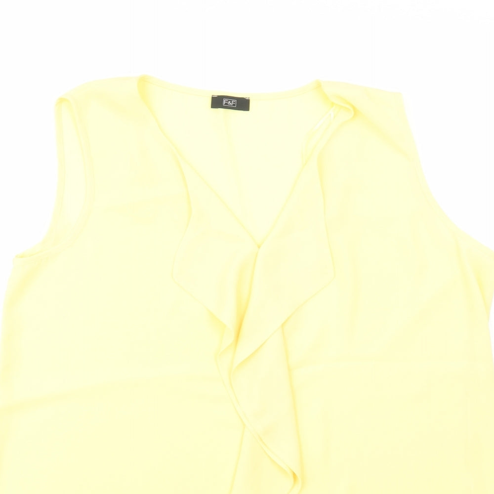F&F Womens Yellow  Polyester Basic Blouse Size 16 V-Neck