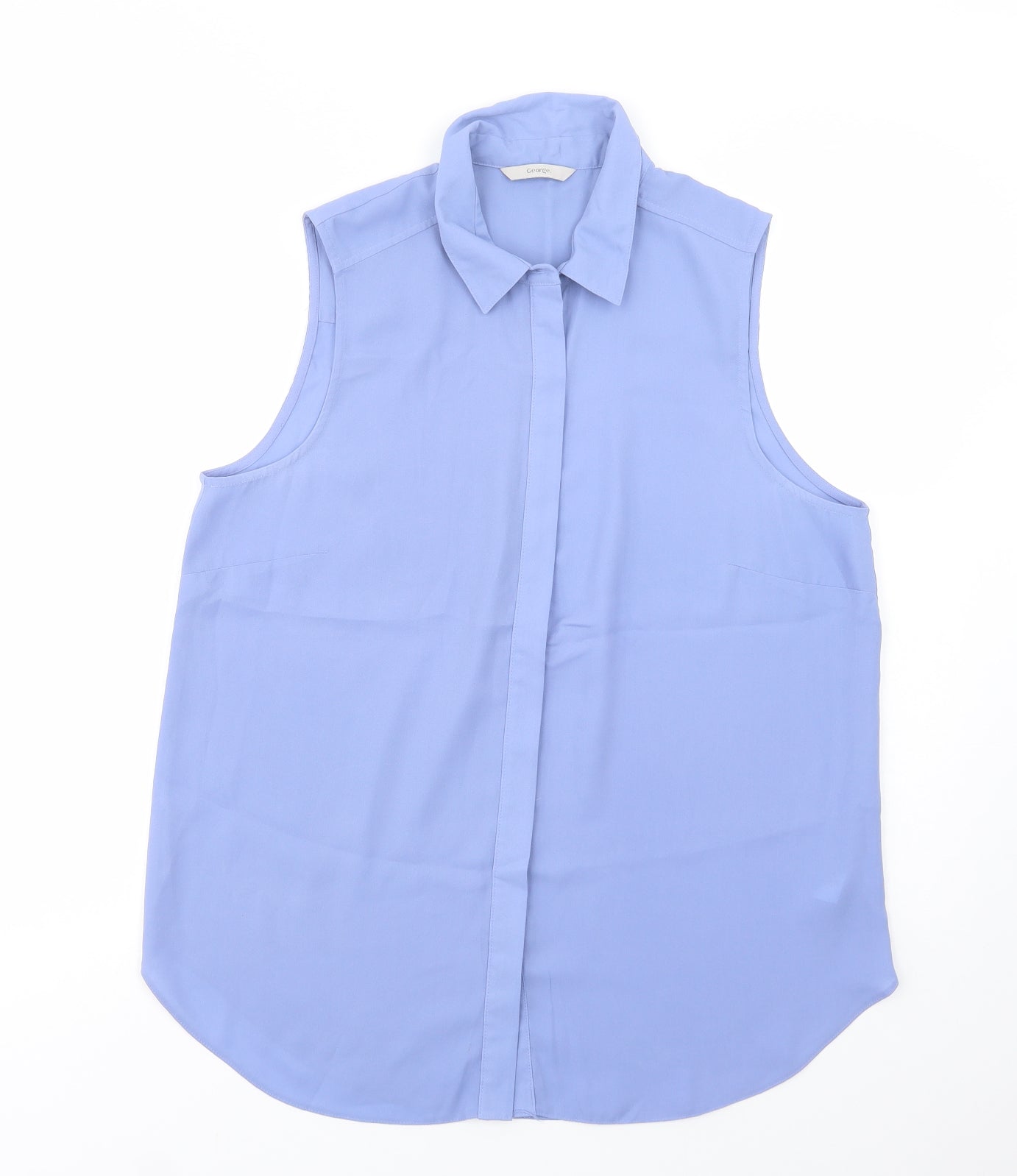 George Womens Blue  Polyester Basic Button-Up Size 14 Collared