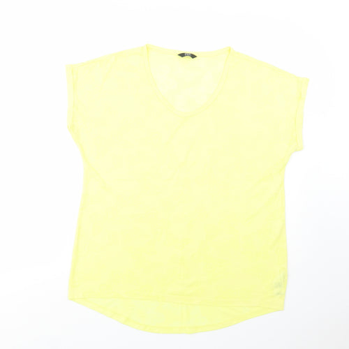 F&F Womens Yellow Geometric Polyester Basic Polo Size 16 V-Neck - Butterfly Pattern