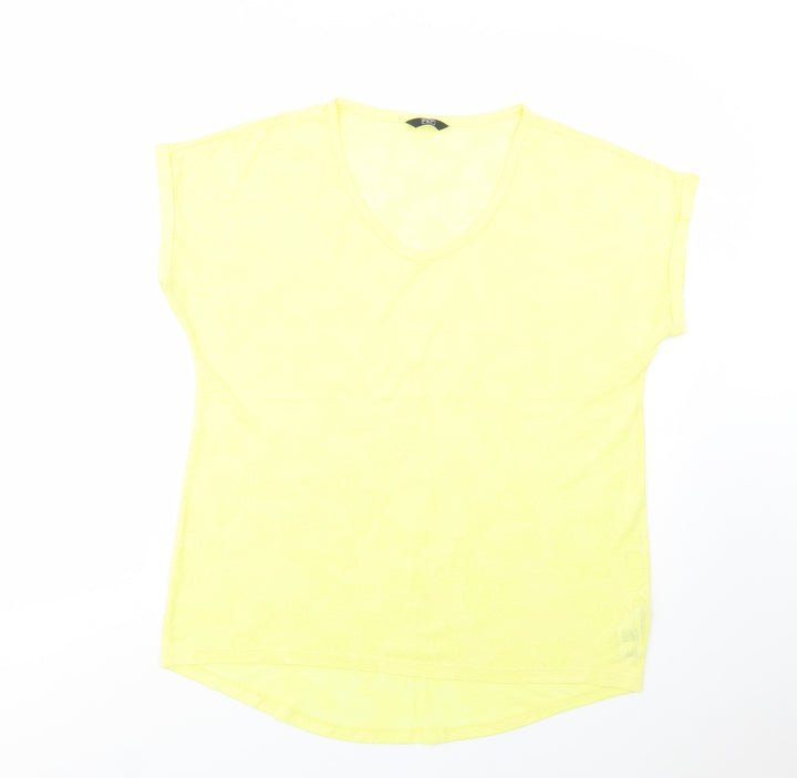 F&F Womens Yellow Geometric Polyester Basic Polo Size 16 V-Neck - Butterfly Pattern