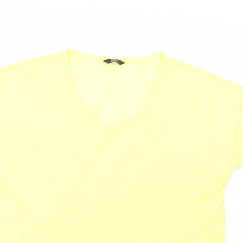 F&F Womens Yellow Geometric Polyester Basic Polo Size 16 V-Neck - Butterfly Pattern