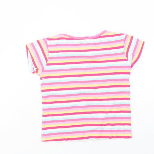 E-vie Angel Girls Multicoloured Striped Cotton Basic T-Shirt Size 2-3 Years Crew Neck Pullover
