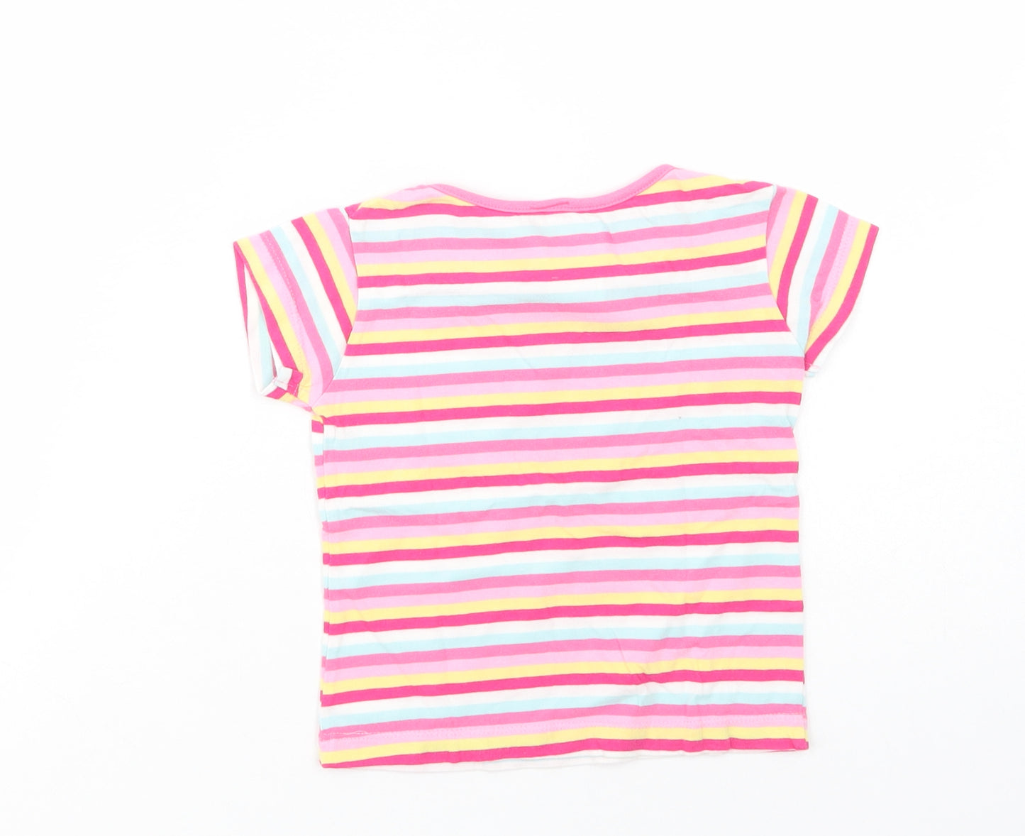 E-vie Angel Girls Multicoloured Striped Cotton Basic T-Shirt Size 2-3 Years Crew Neck Pullover