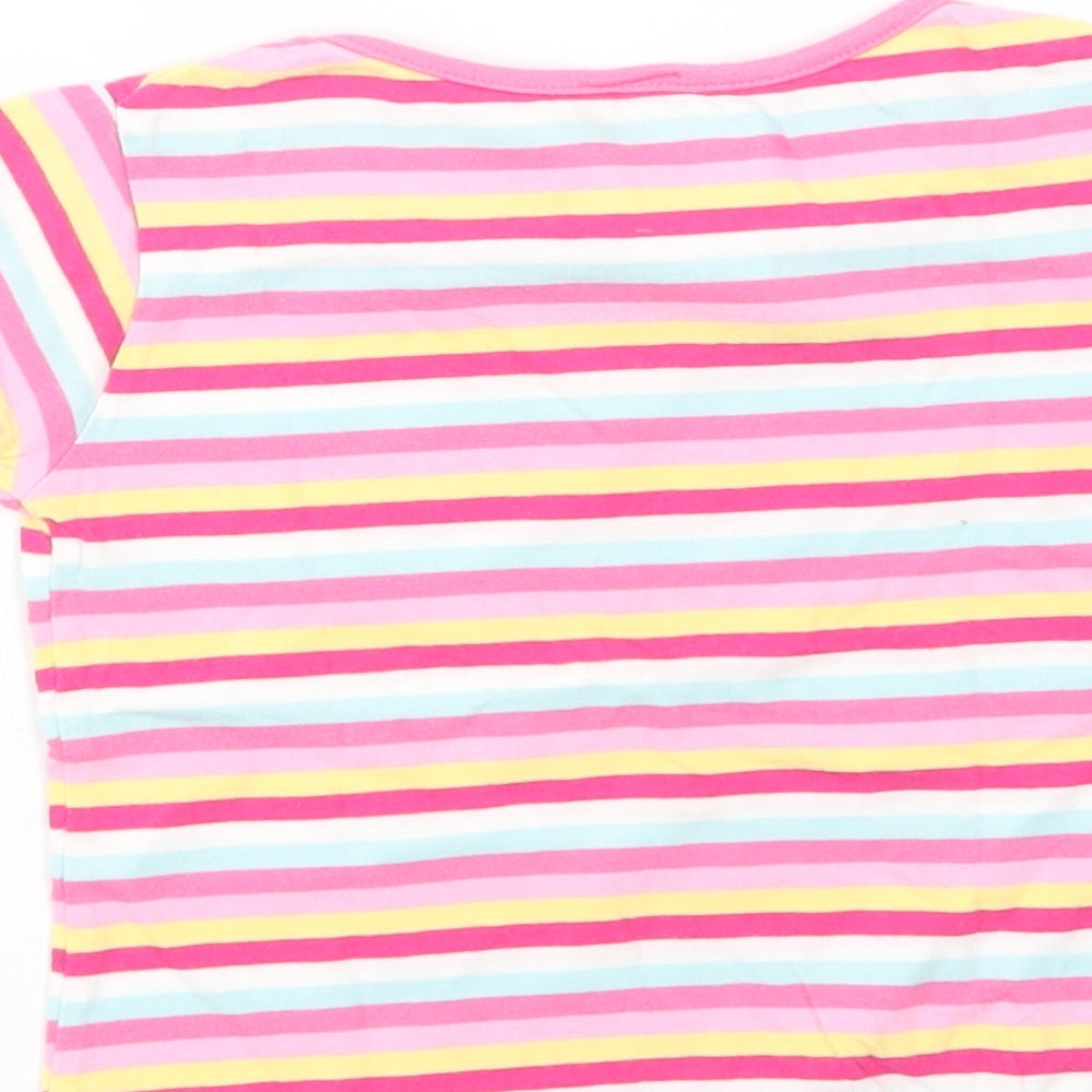 E-vie Angel Girls Multicoloured Striped Cotton Basic T-Shirt Size 2-3 Years Crew Neck Pullover